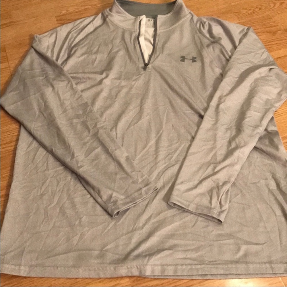 Under Armour Gray & White herringbone Quarterzip